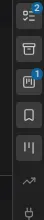 The right icon strip, with a count on the Todos icon and another on Tasks